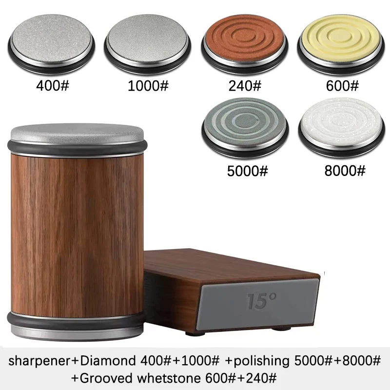 Rolling Knife Sharpener For Straight Edge Knife Sharpener Kit With 15/20° Degree Magnetic Angle For Kitchen Knives Whetstone Set