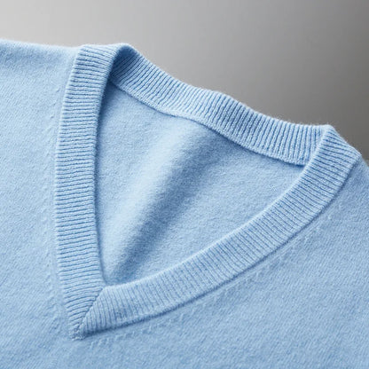 Cashmere Cotton Blend Classic V-neck Knitted Sweater Men Pullover 2024 Autumn Winter Soft Warm Business Casual Jumper pull homme