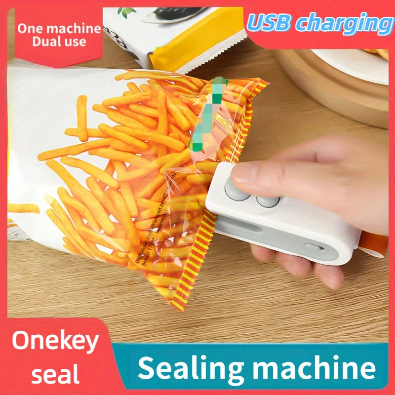 Handheld Bag Sealer Mini Heat Vacuum Food Sealer with Cutter and Magnet 2 in 1 Bag Sealer for Plastic Bags Snacks Food Storage