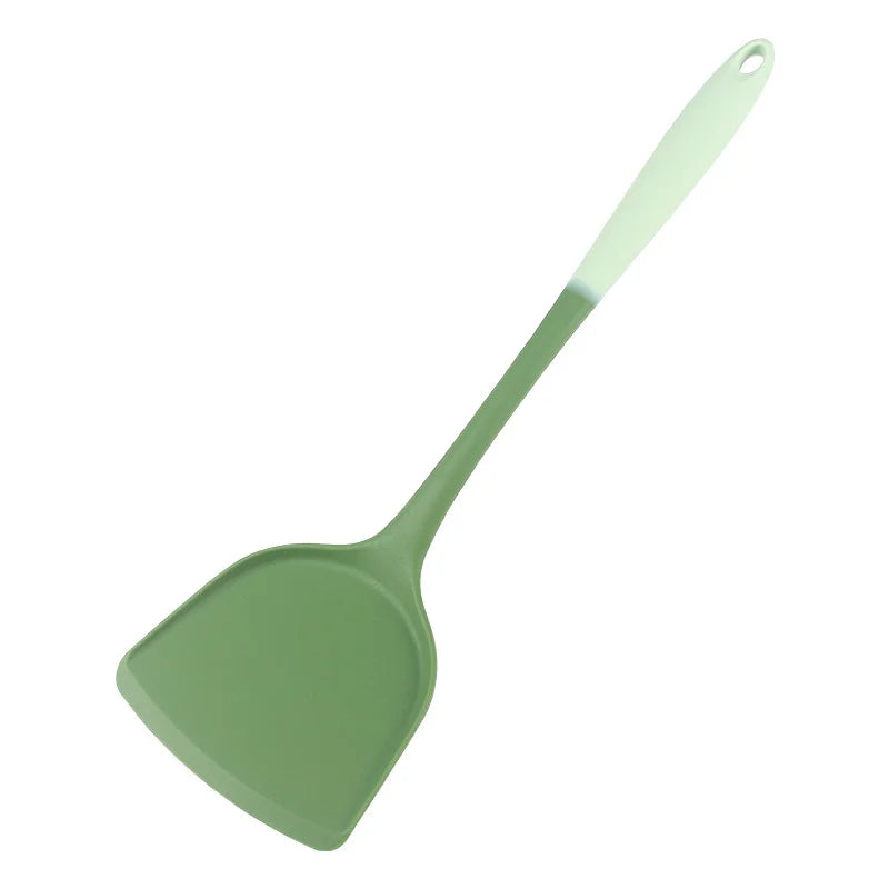 6-Piece Silicone Kitchen Utensil Set: Chinese Spatula, Soup Ladle, Slotted Turner, Pasta Spoon, Salad & Honey Scrapers for Non-S
