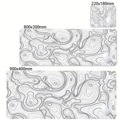 CIFBUY Large Gaming Mouse Pad Black White Strata Abstract Design Non-Slip Office Desk Mat Lock Stitched Edge for Computer Keyboa