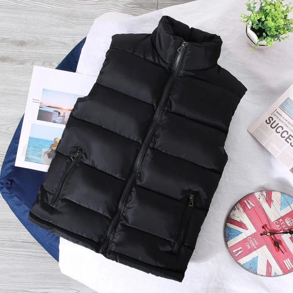 White Vest Jacket Men Slim Fit Stand Collar Sleeveless Puffer Jackets Spring Autumn Casual Waistcoat Men Warm Coat