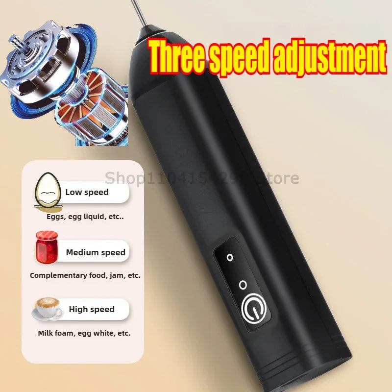 Wireless Milk Frother Electric Type-C Handheld Blender Stainless Steel Mini Coffee Maker Whisk Mixer for Coffee Cappuccino Cream