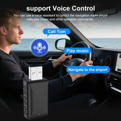 2-in-1 Wireless CarPlay Adapter for iPhone and Android Auto USB Adapter 5.8GHz WiFi automatic connection wired to wireless