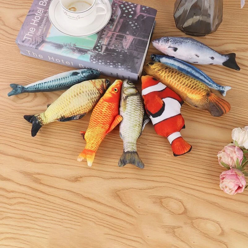 1Pcs/2Pcs Catnip Fish Cat Toys Soft Linen Bite-Resistant Plush Fish Interactive Chew Toys for Indoor Cats Pet Supplies