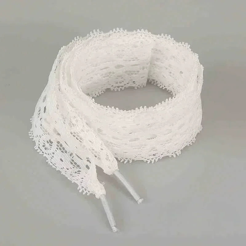 1/4Pairs Fancy Lace 3CM Wide Flat Shoelaces Sneakers Women Casual Shoes Black White Fashion Shoe Strings Replacement Accessories