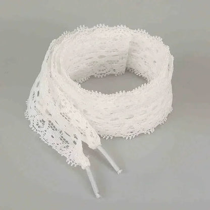 1/4Pairs Fancy Lace 3CM Wide Flat Shoelaces Sneakers Women Casual Shoes Black White Fashion Shoe Strings Replacement Accessories