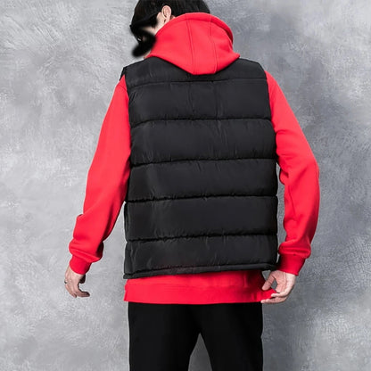 White Vest Jacket Men Slim Fit Stand Collar Sleeveless Puffer Jackets Spring Autumn Casual Waistcoat Men Warm Coat
