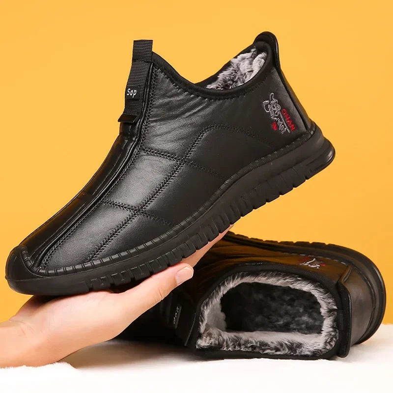 Winter men's boots are warm waterproof non slip thick walking boots, and oversized work shoes for men aged 38-48 platform boots