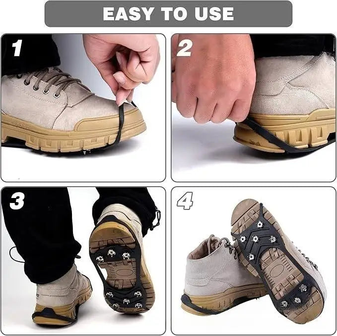 Upgrade 1Pair Climbing Shoe Spikes for  Grip Walk Traction Cleats 8-Teeth for Outdoor Enthusiasts Men Women Adults