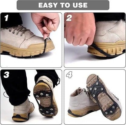 Upgrade 1Pair Climbing Shoe Spikes for  Grip Walk Traction Cleats 8-Teeth for Outdoor Enthusiasts Men Women Adults