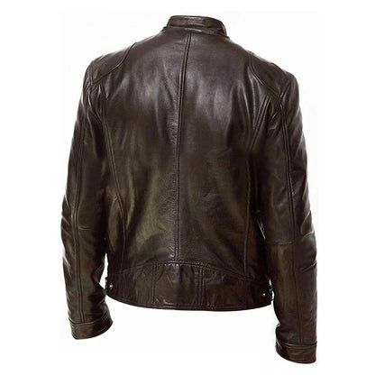 Motorcycle Leather Jackets Man Casual Fashion Motorcycle Coat Slim Fit Lapel PU Jackets Autumn Anti-wind Leather Coat Male
