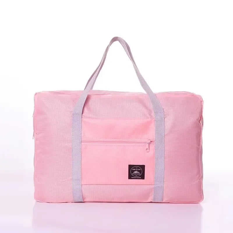 Solid Color Waterproof Folding Travel Bag Lightweight Large Capacity Luggage Bag
