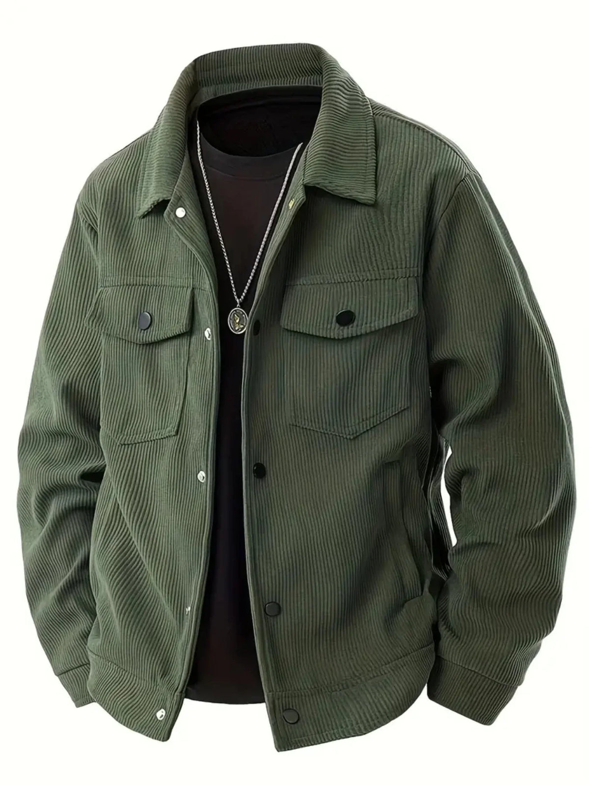 New Autumn Corduroy Jacket for Men with a Lapel, Trendy Japanese Style Loose Coat