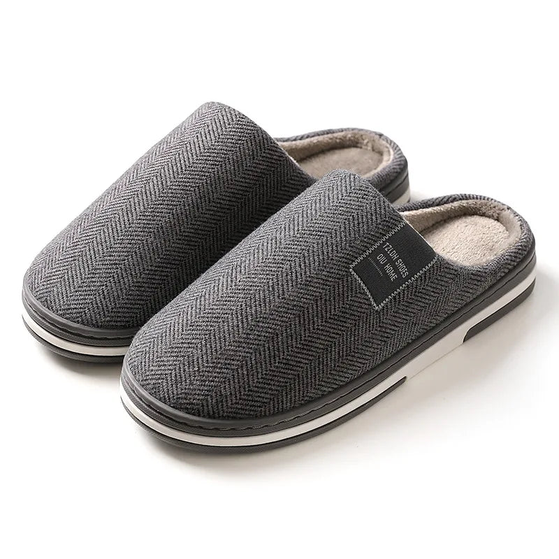 Men Slippers Winter Warm Cotton Slippers Men and Women Couples Flats Soft Non-slip Slides Home Indoor Slippers Large Size 40-51