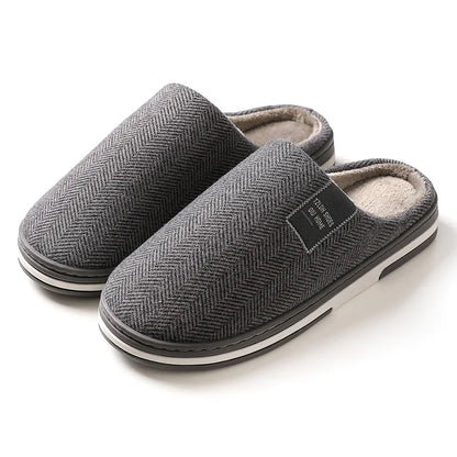 Men Slippers Winter Warm Cotton Slippers Men and Women Couples Flats Soft Non-slip Slides Home Indoor Slippers Large Size 40-51