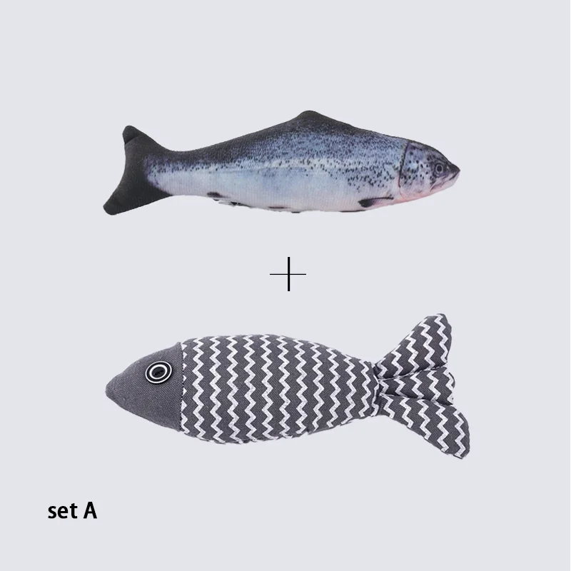 1Pcs/2Pcs Catnip Fish Cat Toys Soft Linen Bite-Resistant Plush Fish Interactive Chew Toys for Indoor Cats Pet Supplies