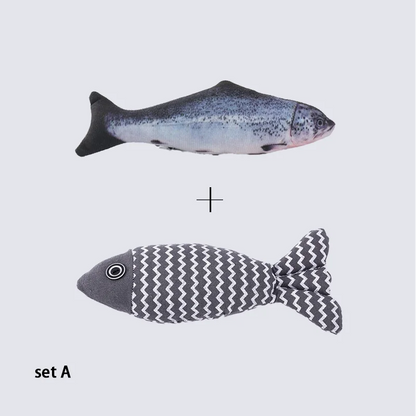 1Pcs/2Pcs Catnip Fish Cat Toys Soft Linen Bite-Resistant Plush Fish Interactive Chew Toys for Indoor Cats Pet Supplies