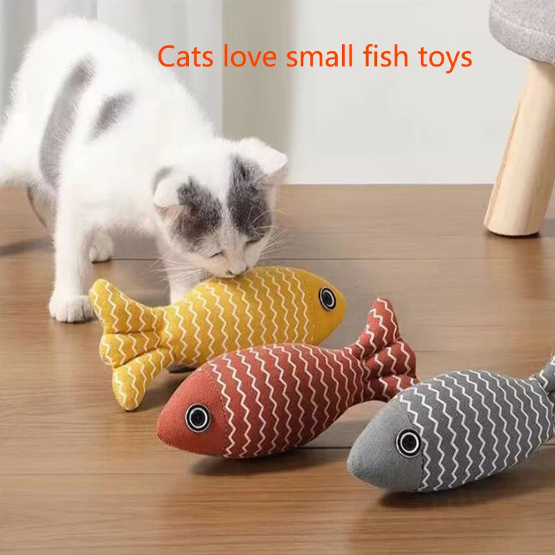 1Pcs/2Pcs Catnip Fish Cat Toys Soft Linen Bite-Resistant Plush Fish Interactive Chew Toys for Indoor Cats Pet Supplies