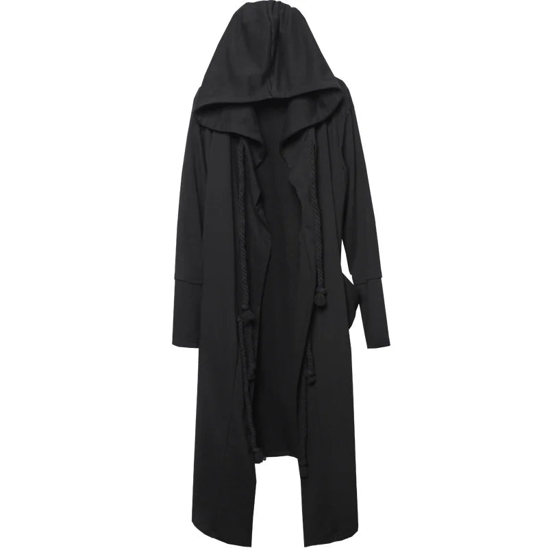 ARENS Men's Tide Spring Autumn Darkwear Warrior Large Size Windbreaker Gothic Style Long Coat Punk Cloak Hooded Wizard