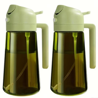 Plastic 2-in-1 Oil Dispenser & Sprayer 500ML Leakproof Olive Oil Sprayer Bottle for Cooking Spray Airfryer BBQ Camping