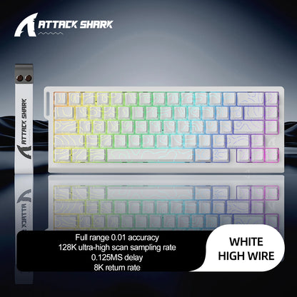 X68HE X68PRO ATTACK SHARK Magnetic Mechanical Keyboard 0.125ms Ultra Low Latency PO Cotton Silicone Fill RGB Backlit 8K Wired