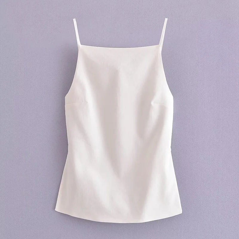 HXAO Women Top Lace Up Backless Camisole Top Women Cheap clothes Sexy Fashion Tanks & Camis Crop top Women White Black top