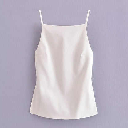 HXAO Women Top Lace Up Backless Camisole Top Women Cheap clothes Sexy Fashion Tanks & Camis Crop top Women White Black top