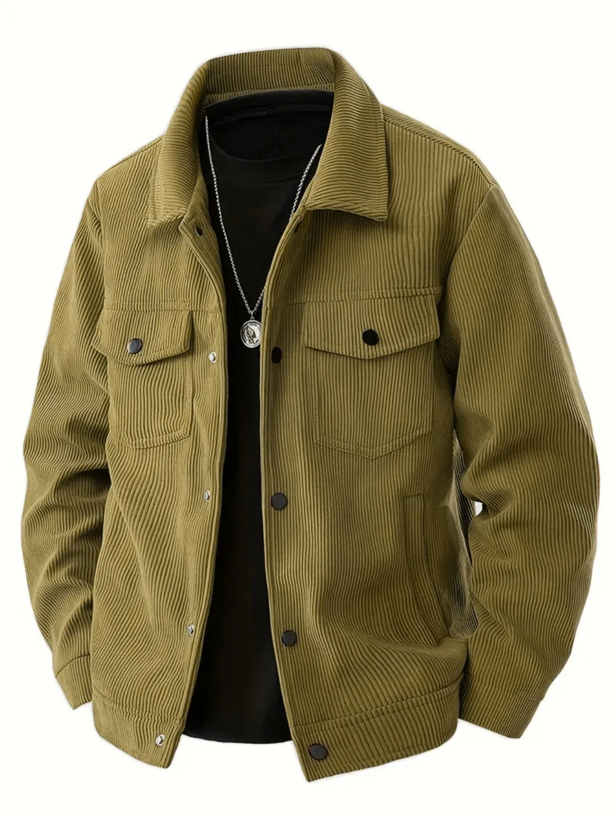 New Autumn Corduroy Jacket for Men with a Lapel, Trendy Japanese Style Loose Coat