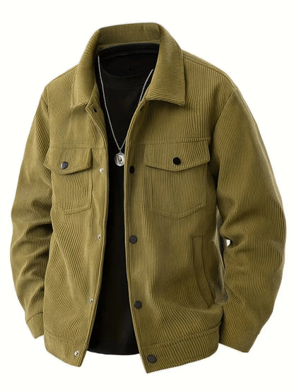 New Autumn Corduroy Jacket for Men with a Lapel, Trendy Japanese Style Loose Coat