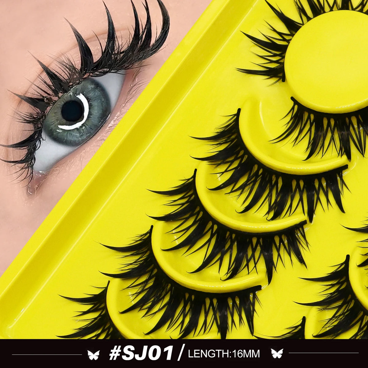 Lasvirey Cat Eye Lashes Manga Lashes Styles 3D Faux Mink Lashes Soft Cross Wispy Natural Winged End Eye Elongated Eyelash Makeup