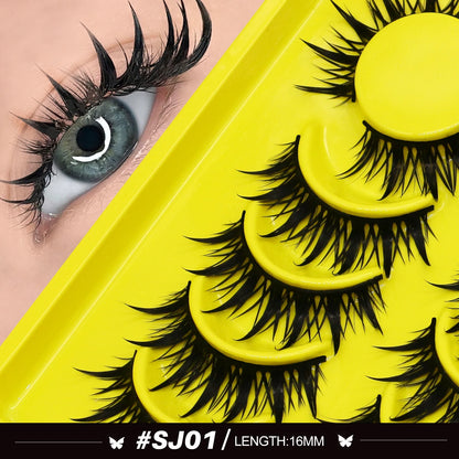 Lasvirey Cat Eye Lashes Manga Lashes Styles 3D Faux Mink Lashes Soft Cross Wispy Natural Winged End Eye Elongated Eyelash Makeup