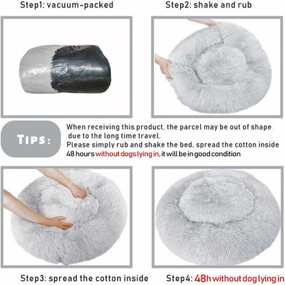 40-110cm Round Pet Bed for Large Dog Bed Super Soft Cat Bed Long Plush Dog House for Medium Dog House Winter Warm Sleeping