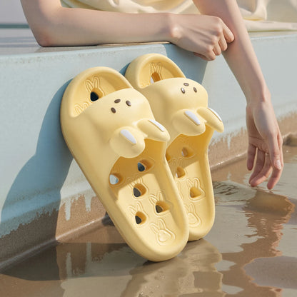 Cartoon Women Bathroom Slippers Cute Non-Slip Leaky Sandals Fashion Thick Bottom Slides Home Men Quick Drying Flip Flops