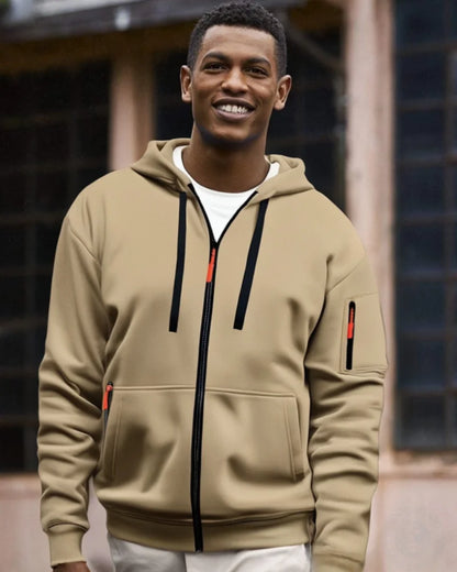 Casual top men's autumn and winter sportswear solid color men's top - fashionable sports solid color hoodie