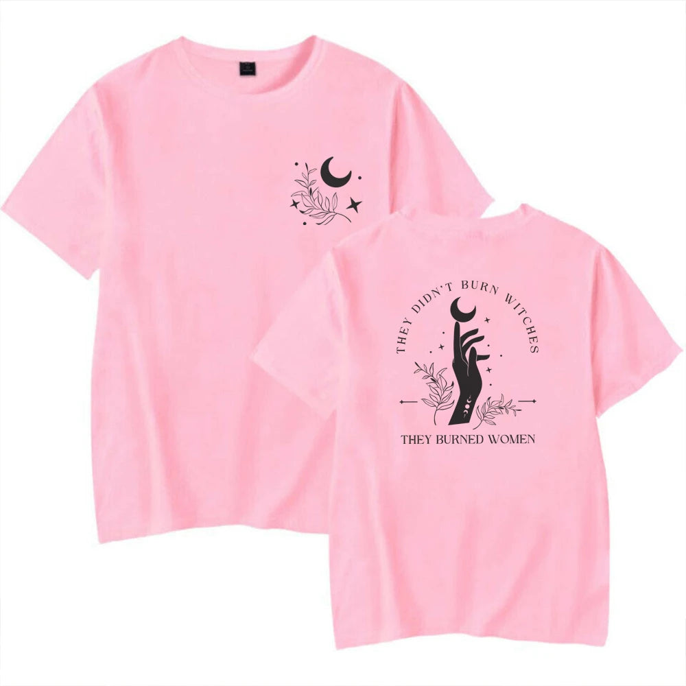 They Didn't Burn Witches They Burned Women Tshirt Front and Back Witchy Feminist Shirt Boho Celestial Tee Fall Short Sleeves Top