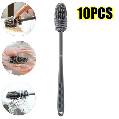 Silicone Milk Bottle Brush Cup Scrubber Glass Cleaner Kitchen Cleaning Tool Long Handle Drink Bottle Glass Cup Cleaning Brush