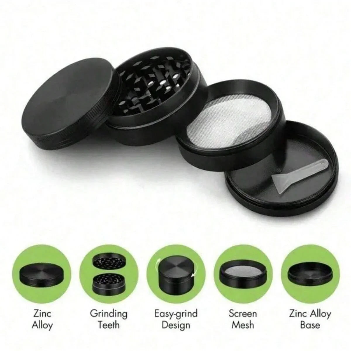 Spice Grinder 4 Piece Grinder Includes Stainless Steel Screen,Pollen Scraper Grass Tobacco Grinder Smoking Cigarette Accessories