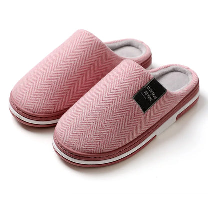 Men Slippers Winter Warm Cotton Slippers Men and Women Couples Flats Soft Non-slip Slides Home Indoor Slippers Large Size 40-51