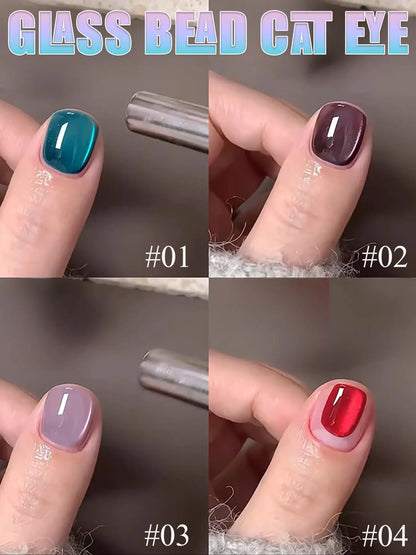 WS Black Glass Cat Magnetic Gel Nail Polish Punk Style Nail Art Manicure Varnis Semi Permanent Gel for Winter Nail Supplies