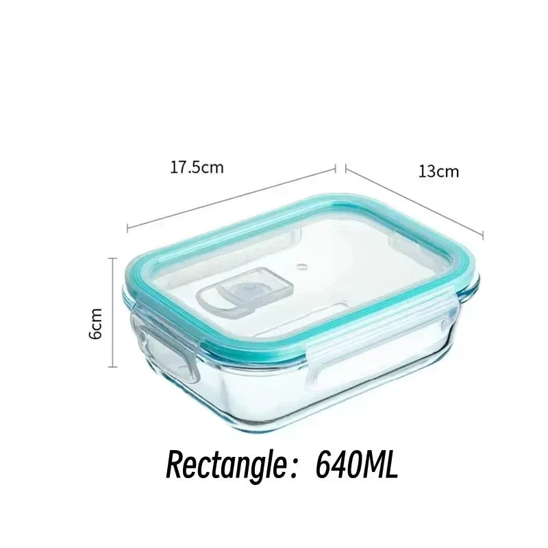 Borosilicate Glass Lunch Box Airtight Leakproof Bento Box Meal Prep Food Storage Containers with Locking Lid for Adults Office