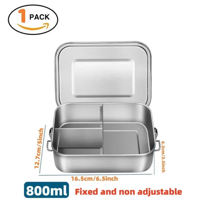 304 Stainless Steel Lunch Box Airtight Leakproof Bento Box 1/2 Layer Meal Prep Food Storage Containers with Locking for Adults