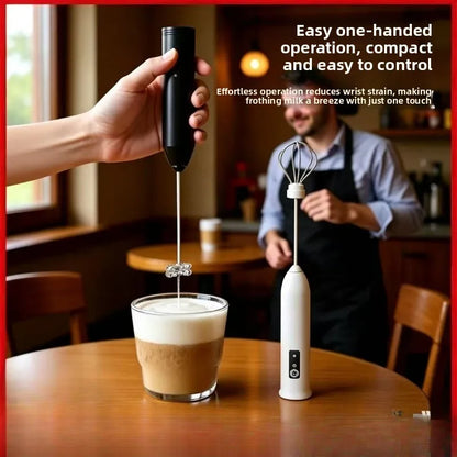 Electric Milk Frother + Egg Beater Wireless Type-C Charging 3 Speeds Mini Handheld Foam Maker Coffee Whisk Cooking Tools