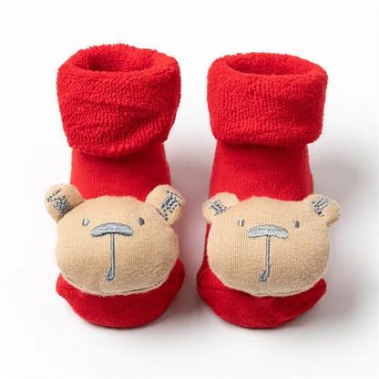 Baby Boys Girls Christmas Red Socks Spring Autumn Winter Anti Slip Cotton Soft Cartoon Floor Sock with Santa Claus Snowman Decor