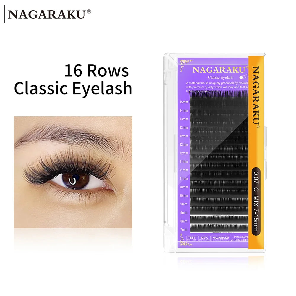 NAGARAKU Classic Eyelash Extension All Size Faux Mink Individual False lash Natural Soft Lashes Cils Makeup C D