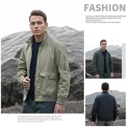 High Quality Handsome Male Jacket Spring Autumn Men's Business Casual Jacket Men Zipper Solid Color Fashion Stand Collar Coats