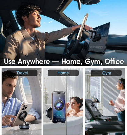 Folding Strong Magnet Magnetic Phone Holder 360° Rotation Desk Car Vacuum Suction Windshield Dashboard Mobile Holder