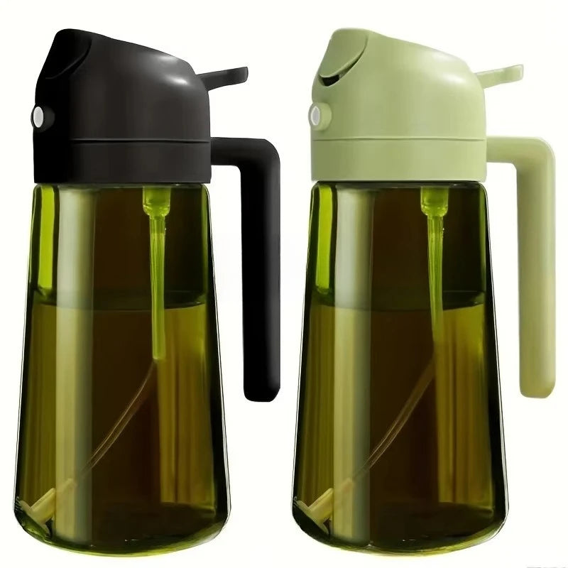 Plastic 2-in-1 Oil Dispenser & Sprayer 500ML Leakproof Olive Oil Sprayer Bottle for Cooking Spray Airfryer BBQ Camping