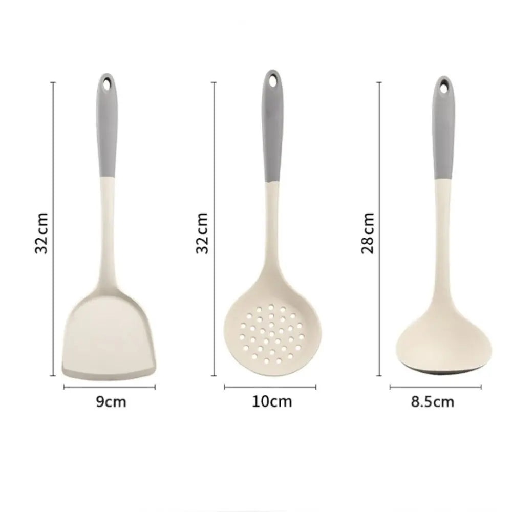 Dual Color Spatula Set Silicone Long Handle Kitchen Utensil Set Soup Spoon Heat-resistant Cooking Tool