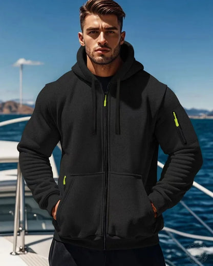 Casual top men's autumn and winter sportswear solid color men's top - fashionable sports solid color hoodie
